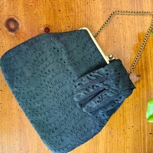 Vintage Black Evening Bag With Matching Gloves, Mid Century Formal Purse